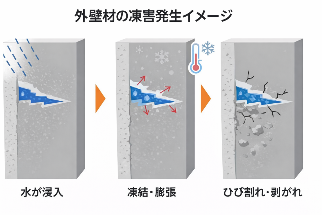 凍害のイメージイラスト。記事テーマに合致。