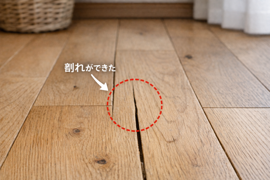 無垢フローリングの割れ