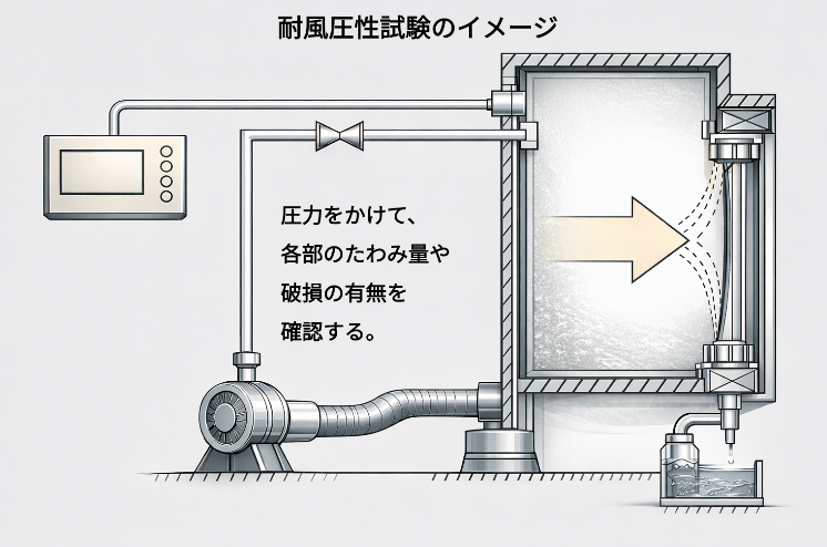 サッシの耐風圧性試験のイメージ画

