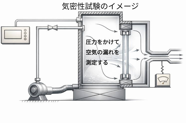 サッシの気密性試験のイメージ